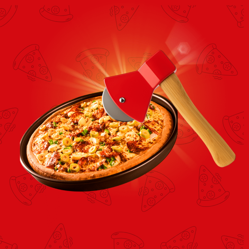 Axe-Style Pizza Cutter with Bamboo Handle