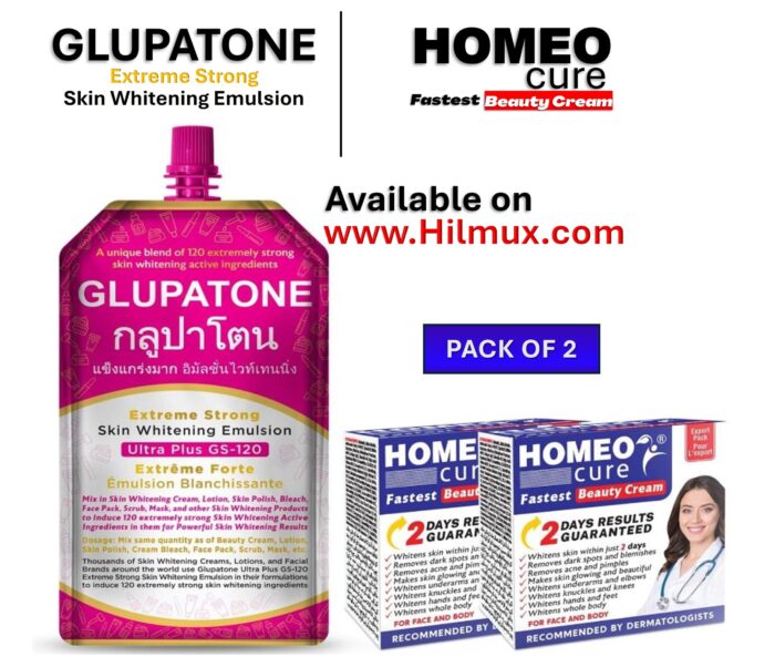 Glupatone Whitening Emulsion & Homeo Cure Beauty Cream | Pack of 2 | Brightening & Fast-Acting Skincare Duo - Image 1